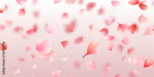 Pink cherry blossom petals flying in the air white background.banner.