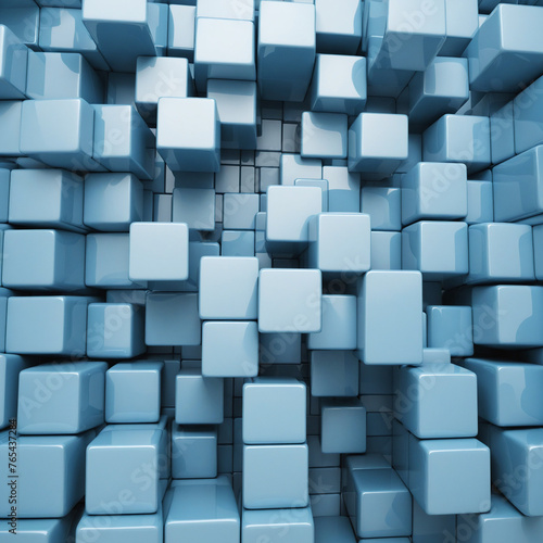 Blue cubes  3d render  colorful background