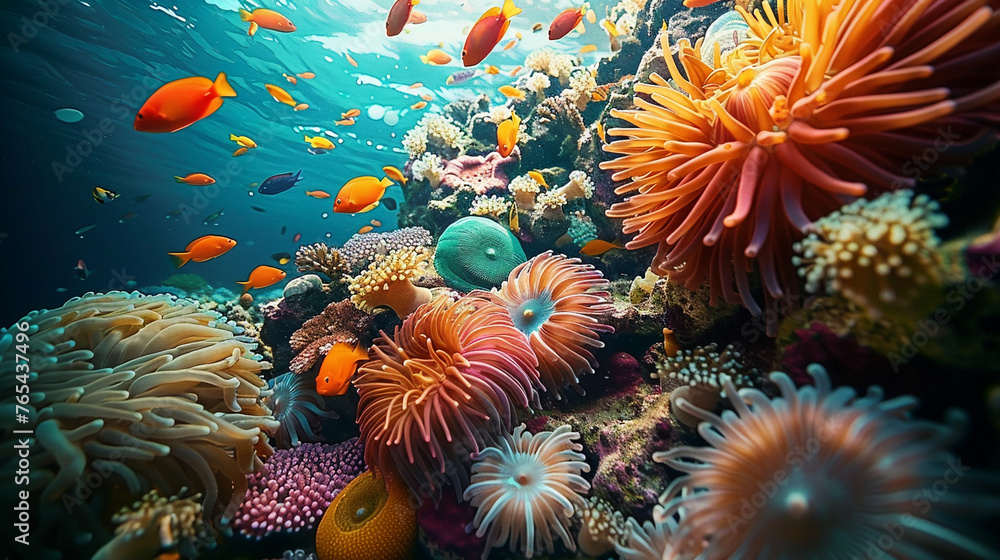 Underwater reef fish in nature multi colored aquatic world, AI Generative. Underwater reef fish in nature multi colored aquatic world, AI Generative.