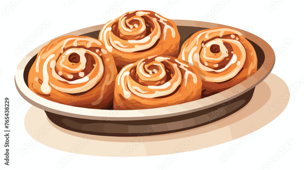 Freshly Baked Cinnamon Rolls in a Tray Flat vector isolated
