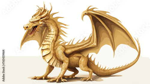  golden dragon isolated on white background Flat vector © Ideas
