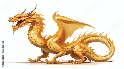  golden dragon isolated on white background Flat vector