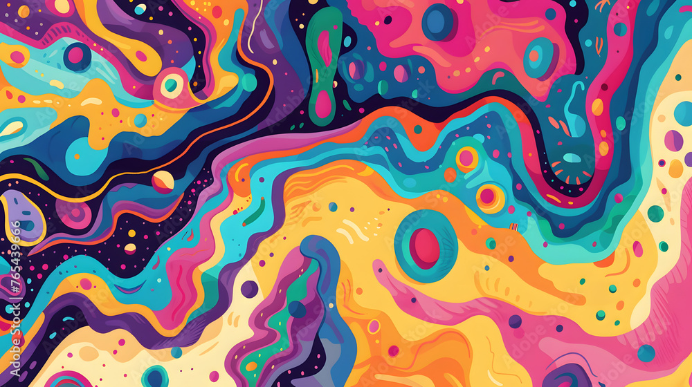 Psychedelic Liquid Dreams: Vibrant Colors and Shapes in Abstract Background Psychedelic Liquid Dreams: Vibrant Colors and Shapes in Abstract Background