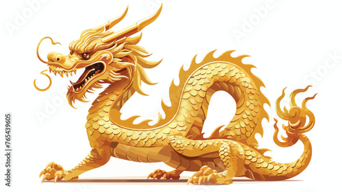  golden dragon isolated on white background Flat vector © Ideas