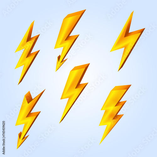 gold lightning icons black vector illustration