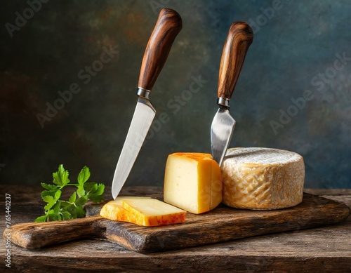 Set of cheese knives isolated on white background