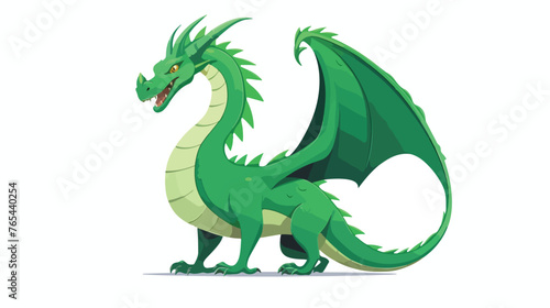  Green dragon in a white background