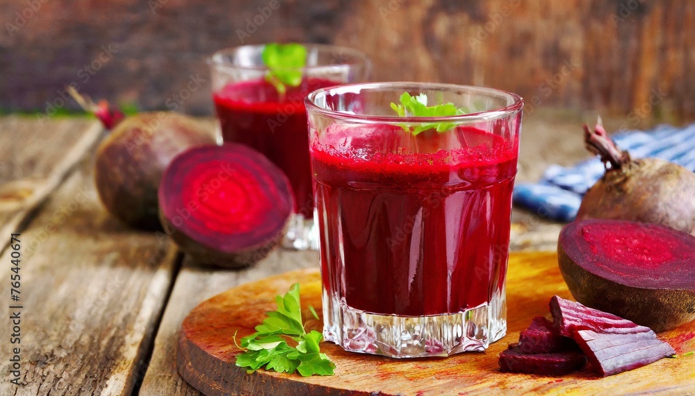 Vibrant Vitality: Beet Juice in a Glass with Selective Focus Vibrant Vitality: Beet Juice in a Glass with Selective Focus