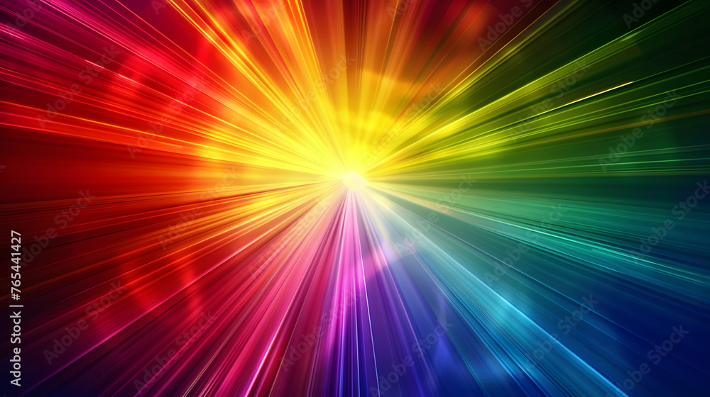 Obraz premium Spectral Emanation: Abstract Dark Background with Colorful Rays Radiating from the Center