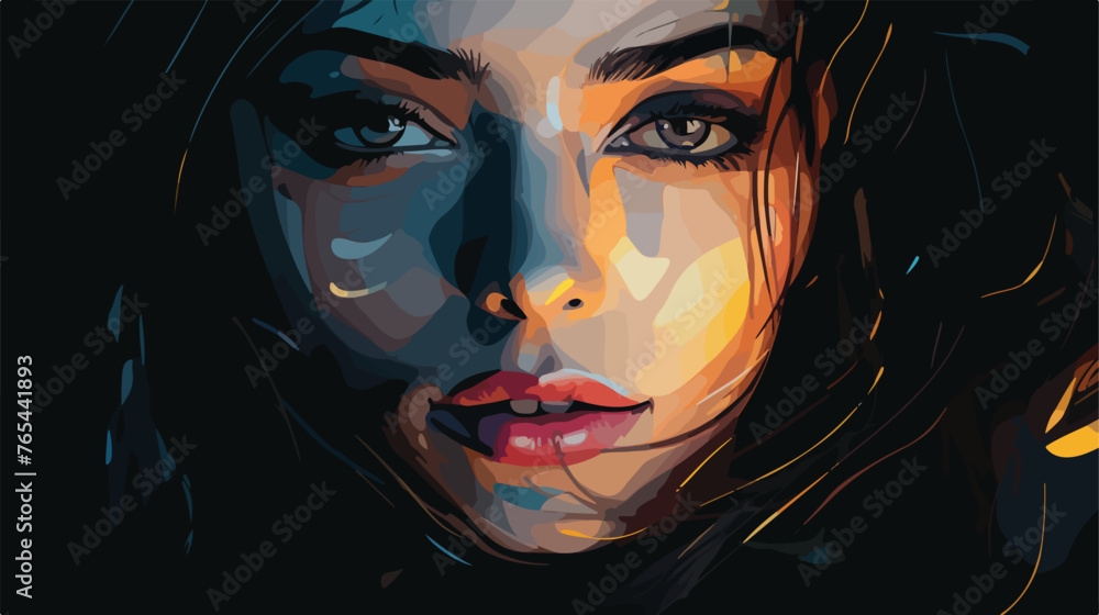 Light-painting technique close-up portrait of a woman