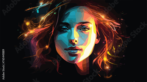 Light-painting technique close-up portrait of a woman