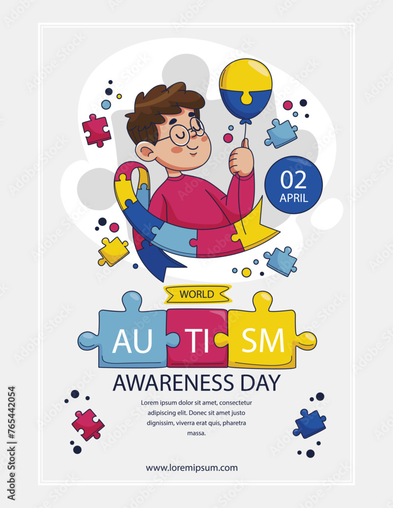 Illustration for World Autism Awareness Day. Heart with a puzzle banner. Mental Spectrum Disorders, Health, Vector Illustration for World Autism Awareness Day. Heart with a puzzle banner. Mental Spectrum Disorders, Health, Vector