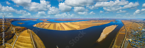 Aerial photography of autumn scenery in the Jiayin Basin of Heilongjiang Province