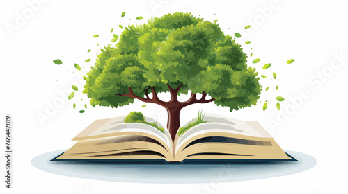 Lokii34 open book with a tree on a white background Flat vector