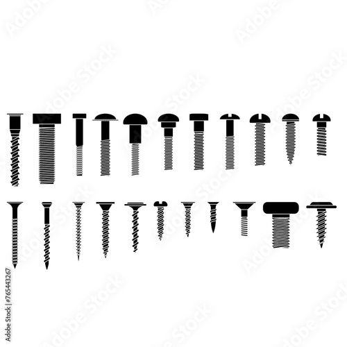 Self-tapping screw icon vector set. Screw illustration sign collection. Bolt symbol or logo.