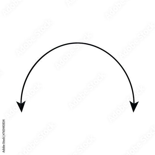 Dual semi circle arrow. Vector illustration. Semicircular curved thin long double ended arrow with white artboard. photo