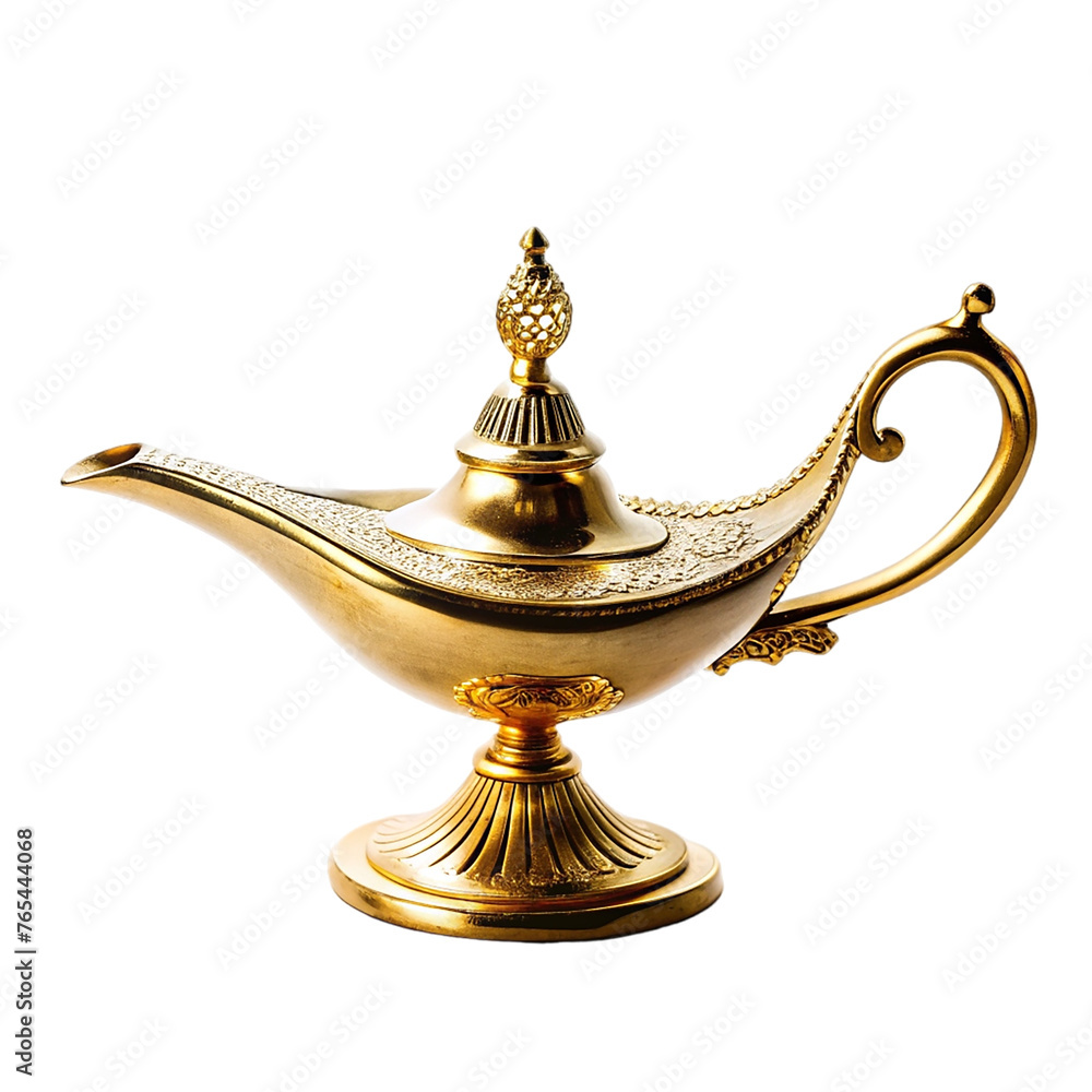 Golden magic lamp isolated on a transparent background. Golden magic lamp isolated on a transparent background.