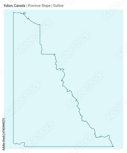 Yukon, Canada. Simple vector map. Province shape. Outline style. Border of Yukon. Vector illustration.