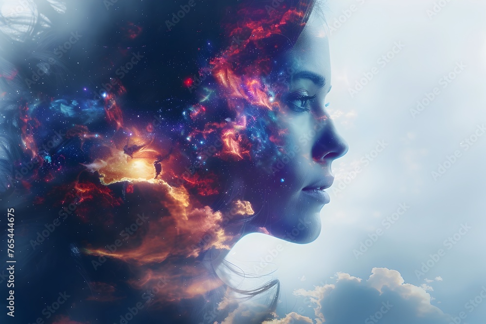 Ethereal Fantasy Portrait of a Captivating Woman in a Cosmic Explosion of Color and Light Ethereal Fantasy Portrait of a Captivating Woman in a Cosmic Explosion of Color and Light