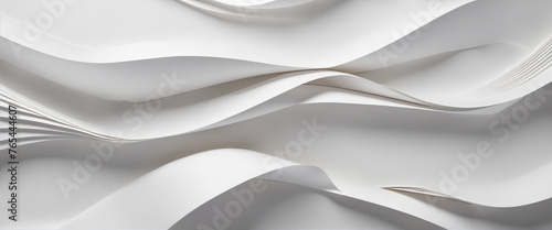 Abstract background of white folded paper ribbon. Minimalist wallpaper, curvy scroll. 3d render colorful background