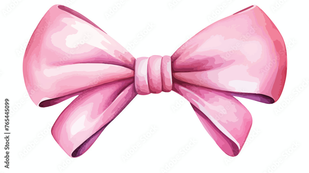Lokii34 Pink bow Watercolour Flat vector isolated on white background