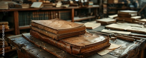 Capture the intricate details of bookbinding in a close-up shot, highlighting the precision and craftsmanship involved Showcase the tools and materials used to create a beautiful handcrafted book photo