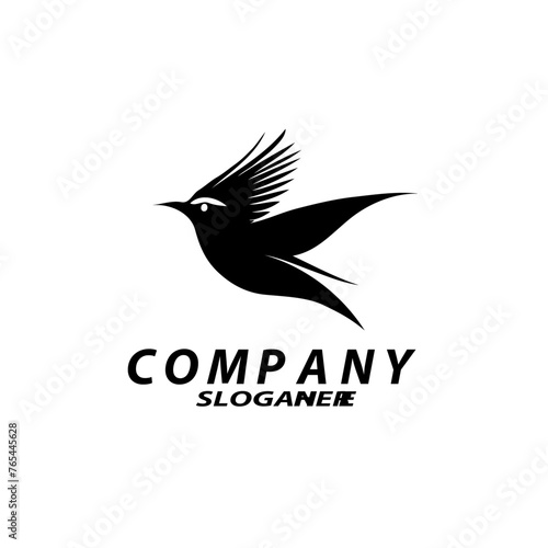  bird logo design. Dark silhouettes isolated on white background.
