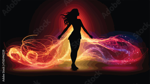 Lokii34 Silhouette of a woman on light painting Flat vector
