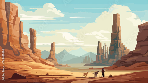 Lokii34 Traveler and his dog walking up to an ancient civiliz