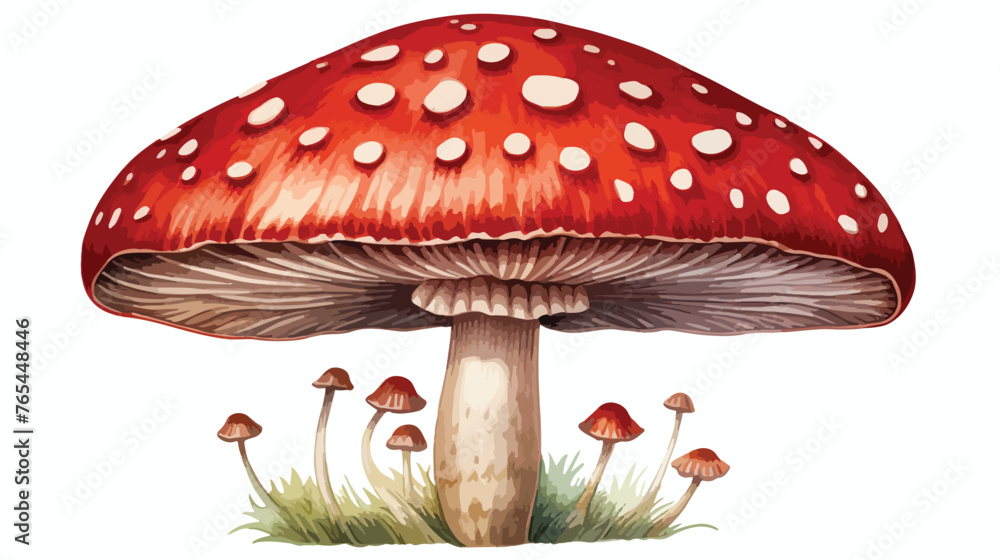 Lokii34 Watercolor hand drawn illustration of poisonous mushroom 
