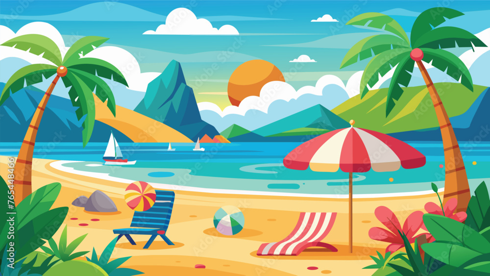 vector art style summer beach background sand en vector 26.eps