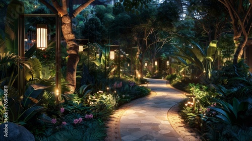 Enchanted Evening Urban Oasis Illuminated by EcoFriendly Lights photo