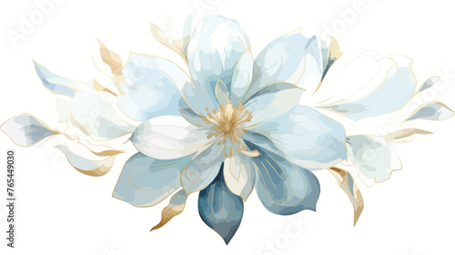 Lokii34 Watercolor Metallic Flower Flat vector