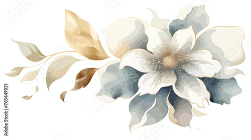 Lokii34 Watercolor Metallic Flower Flat vector