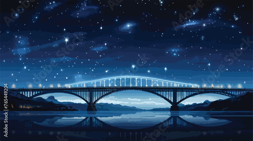 Lokii34 Wide angle of viaduct bridge under night sky with space  photo