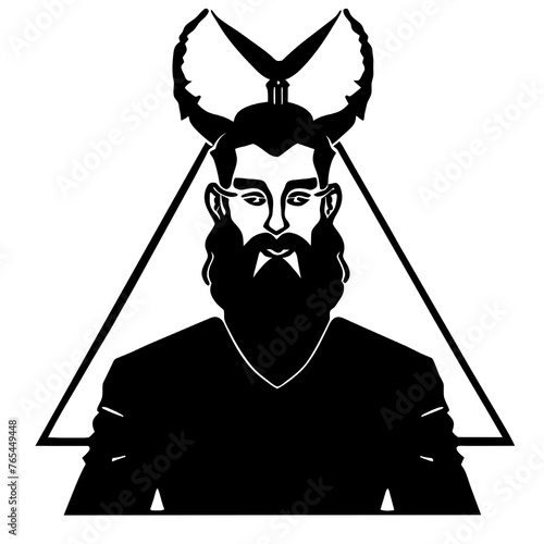 devil with horned helmet and chain mail vector illustration