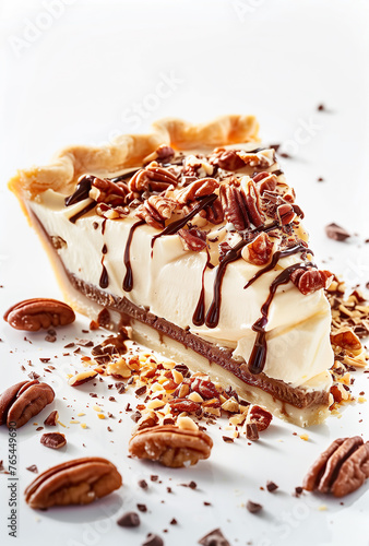 Turtle Cheesecake Slice with Pecans and Caramel