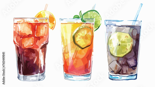 Beverages Watercolor Drink flat vector isolated on white background 