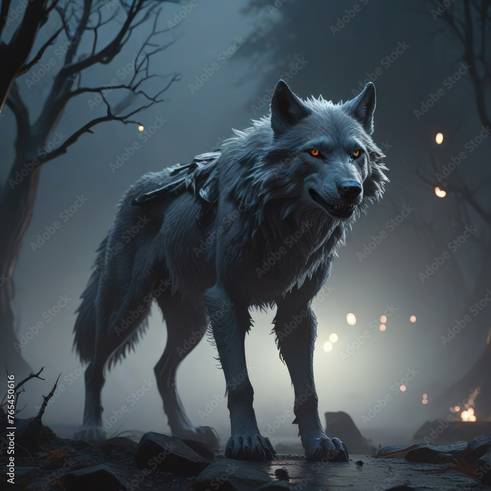 wolf in the night or wolf howling at night wolf in the night or wolf howling at night