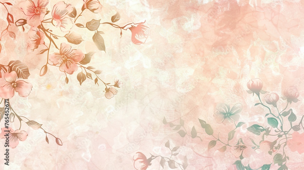 A batik-inspired background with floral motifs and soft colors A batik-inspired background with floral motifs and soft colors