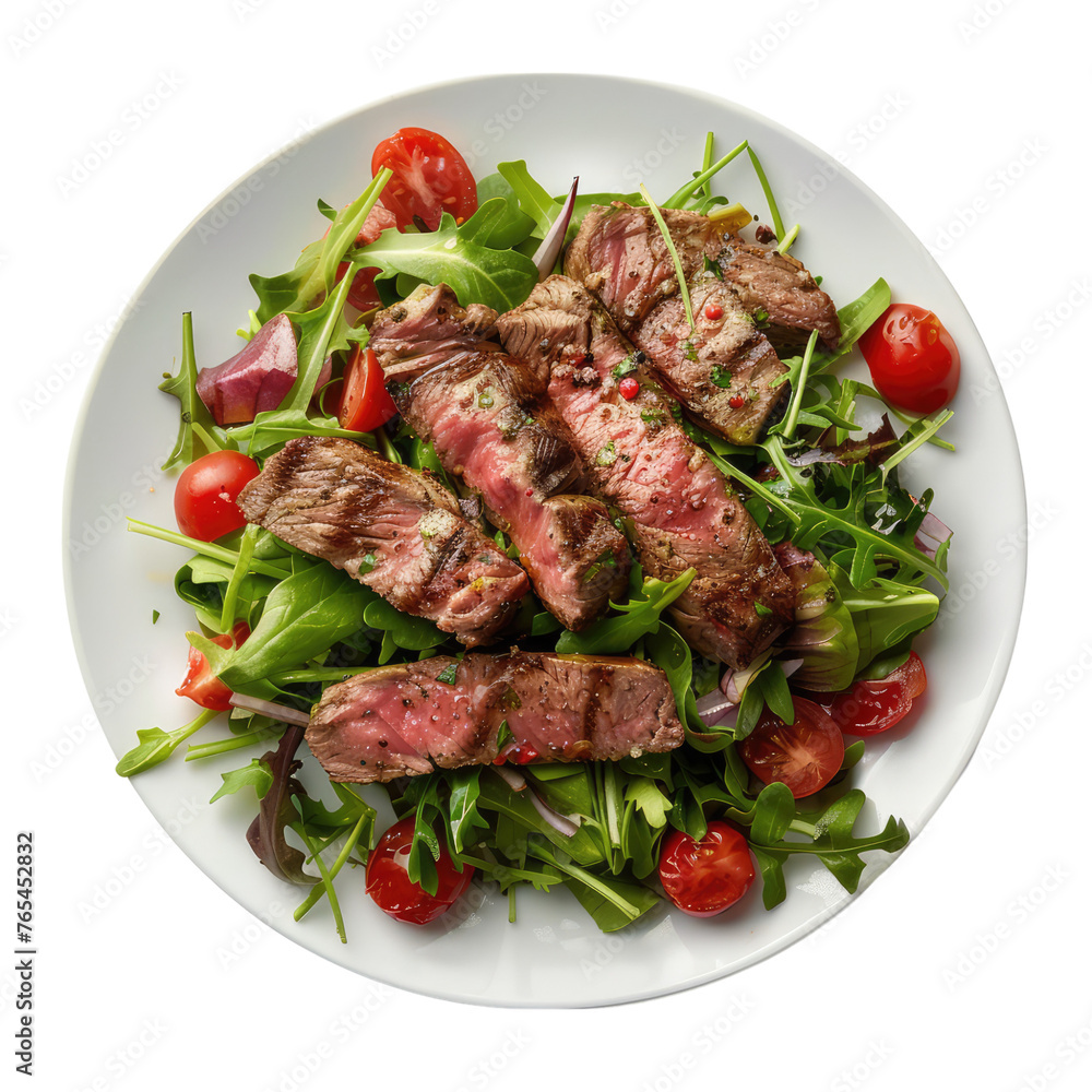 Steak salad isolated on transparent background Steak salad isolated on transparent background