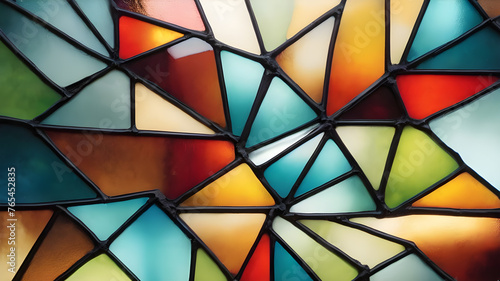 Glass art with backlit pattern in vibrant colors. AI generated image, ai Bright multi-colour stained-glass windows. AI generated image, ai