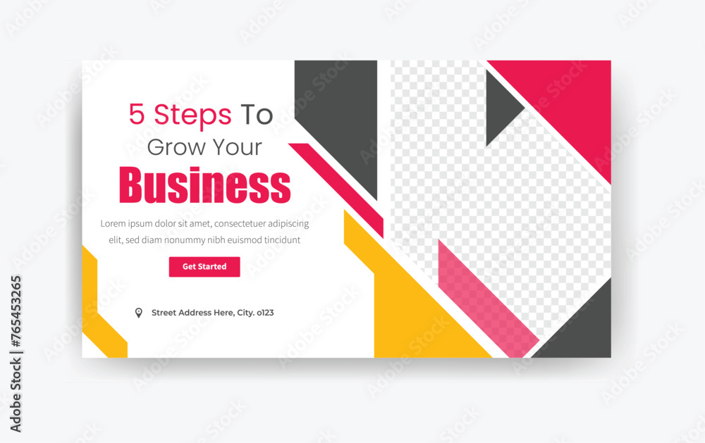 5 steps to grow your business YouTube thumbnail design vector, business thumbnail design, corporate business template, marketing template banner, advertisement template 5 steps to grow your business YouTube thumbnail design vector, business thumbnail design, corporate business template, marketing template banner, advertisement template
