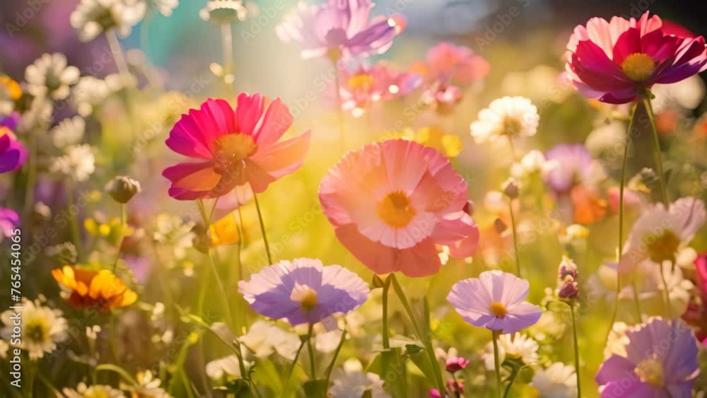 Colorful wildflowers in the meadow on a sunny day, Colorful wildflowers blooming in a garden on a sunny day, AI Generated Colorful wildflowers in the meadow on a sunny day, Colorful wildflowers blooming in a garden on a sunny day, AI Generated