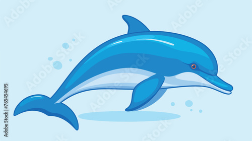 Blue Dolphin flat vector icon which can easily 