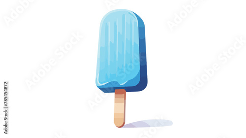 Blue ice cream on a stick flat vector isolated on white