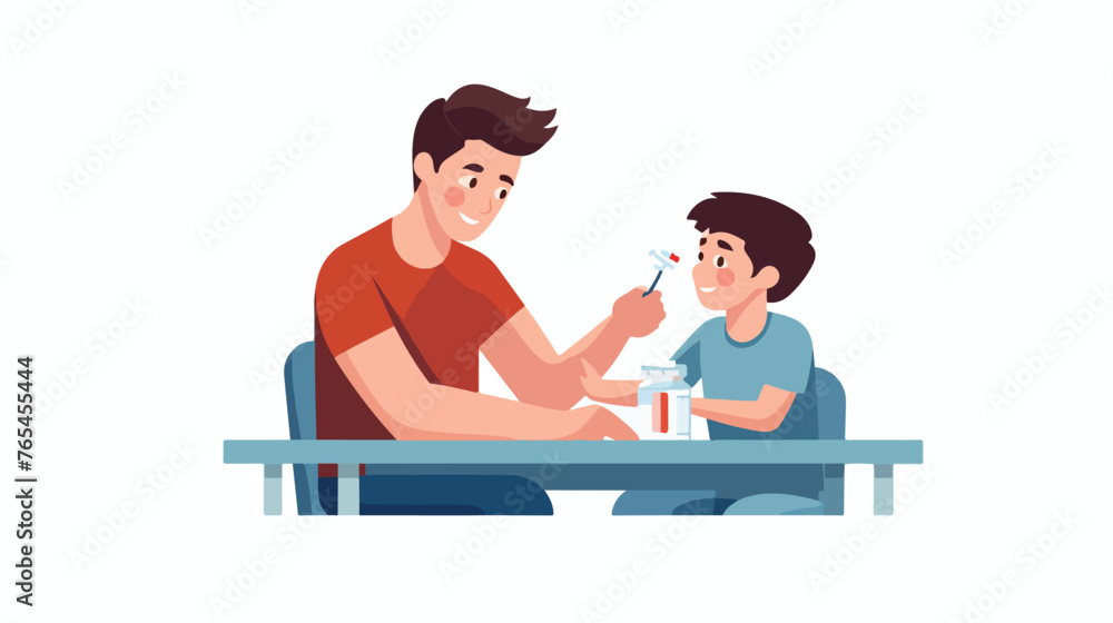 Boy receiving a vaccination. Vector illustration 
