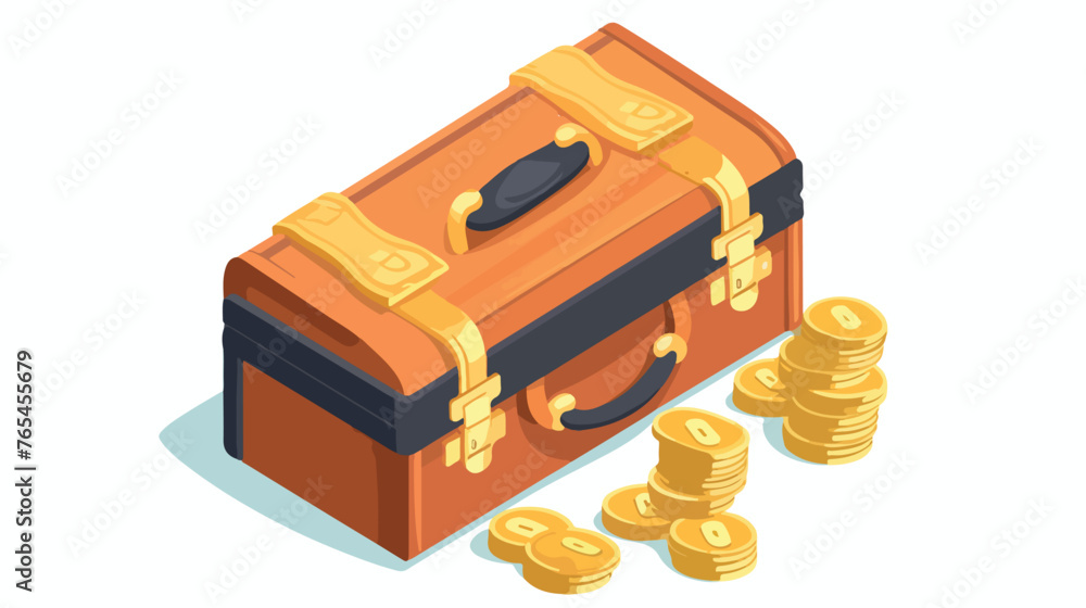 Briefcase Dollar money cash icon Gold coin stack