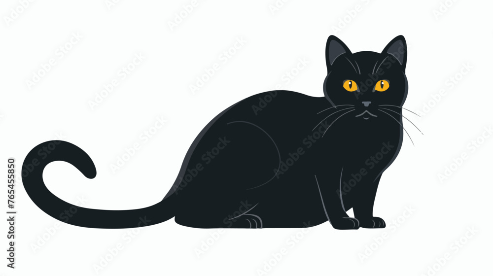 Dark Witchs Black Cat flat vector isolated on white background