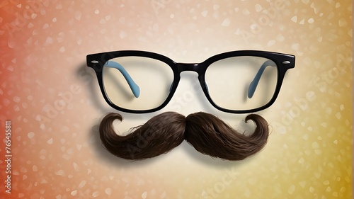 April 1st, April Fool's Day, glasses above, nose and mustache, copy space backdrop

 photo